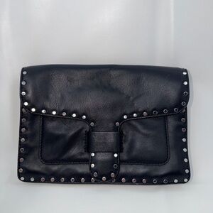 Rebecca Minkoff Black Leather Mini Midnighter Studded Small Clutch